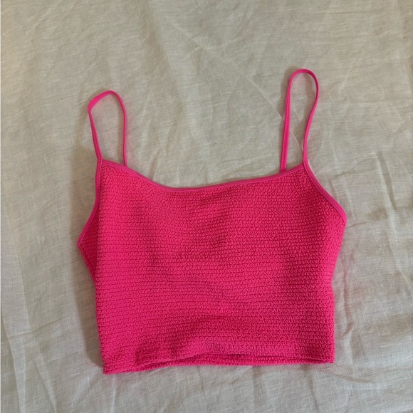 Pacsun LA Hearts Tankini Bikini Top Swim Neon Pink Small - Picture 2 of 4
